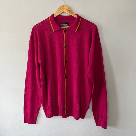 Pasdemer High Couture Button Up Polo Cardigan Fuchia Size Medium NWOT - Picture 4 of 9